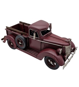 Rustik Bordo Vintage Metal Pick-up Dekoratif Kamyonet - El Yapımı Ev & Ofis Dekorasyonu
