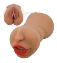 3 Boyutlu Suni Oral & Vajinal Mastürbatör - Zoey (Koyu Kahverengi)