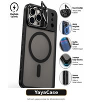 YayaCase iPhone 15 Plus Uyumlu Standlı MagSafe Telefon Kılıfı