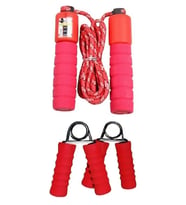 Set Spor Fıtness Otomatik Sayaçlı Atlama Ipi El Parmak Bilek Kol Güçlendirme El Yayı 2'li