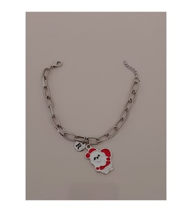 Gümüş Renk Yılbaşı Christmas Temalı Harf Detaylı Bileklik