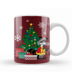 Bert Racoon Around The Christmas Tree Kupa Bardak Porselen