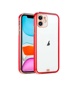 iPhone 12 6.1inç Gold Çerçeve Kamera Korumalı Silikon Bumper Kılıf-(5775) - SSSSSS1214-1798