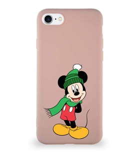 Apple iPhone 7 Soft Premier Kapak Mickey Mouse-G Tasarımlı Silikon Kılıf - Pudra (Şeffaf)