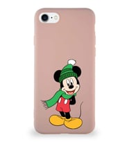 Apple iPhone 7 Soft Premier Kapak Mickey Mouse-G Tasarımlı Silikon Kılıf - Pudra (Şeffaf)