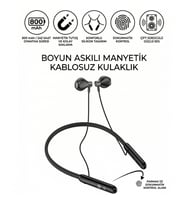 Manyetik Spor Kulaklığı Enseye Takılan Bluetooth Kulaklık Şarj Göstergeli Dokunmatik Kontrol