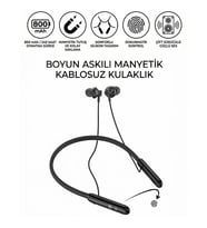 Manyetik Spor Kulaklığı Enseye Takılan Bluetooth Kulaklık Şarj Göstergeli Dokunmatik Kontrol