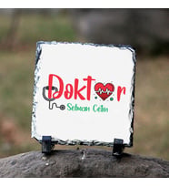 Doktora Hediye İsme Özel Dekoratif Taş (Beyaz)
