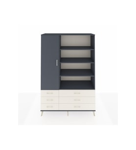 Hyperion Dolap 8 Raflı 6 Çekmeceli Tek Kapaklı  132x44x195 Antrasit-Antrasit/Aytaşı
