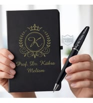 İsme Özel Metal Kalem Ve Ajanda Kapaklı Defter - Erkek Kadın Hediye Seti