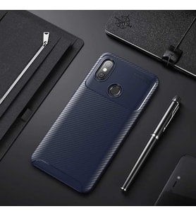 Xiaomi Mi Max 3 Kılıf Esnek Soft Karbon Tasarım Legion Serisi (Lacivert)