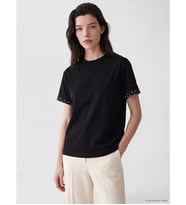 LCW Comfort Siyah Taşlı Soft Touch Kadın Tişört
