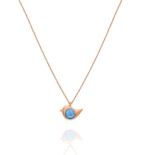 925 Ayar Opal Taşlı Gümüş Kuş Kolye
