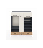 Kronos Dolap 18 Raflı 4 Çekmeceli Tek Askılı 220x59x243 Antrasit-Aytaşı/Çam
