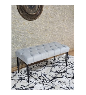 Siyah Boyalı Tel Ayaklı 90 cm Puf Bench - Puf - Bench - Kasalı Oturak - Oturak - Yatak Ucu Puf Gri Renk 90 x 41 Boyut/Ebat (Çok Renkli)