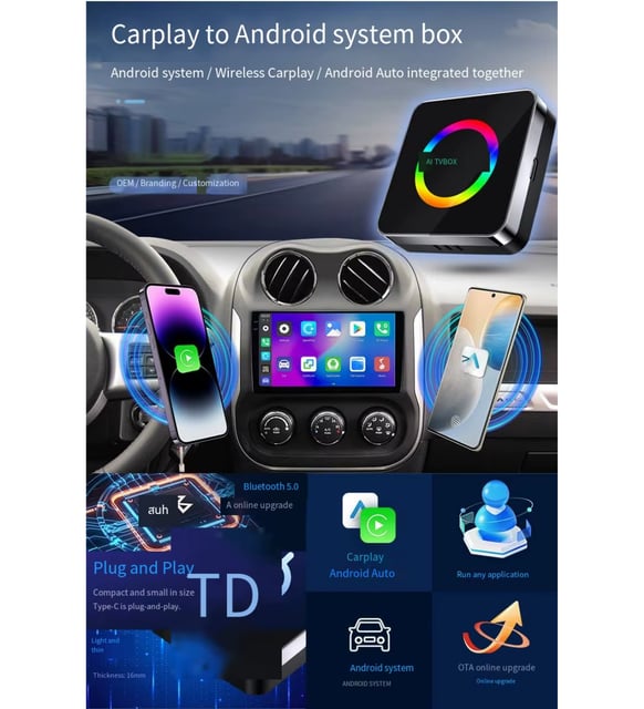 Ai Box 2 GB Ram 16 GB Bellek CarPlay Ai Box Android İşletim
