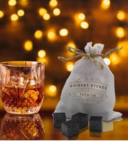 BK Gift Whiskey Stones Tasarımlı Özel Kesesinde 12’li Doğal Granit Viski Soğutma Taşı Seti - Model 4