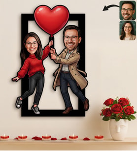 BK Gift Kişiye Özel Sevgili Karikatürlü 3D Ahşap Tablo -28, Fotoğraftan Karikatür, Sevgililer Günü Hediyesi, Ev Hediyesi
