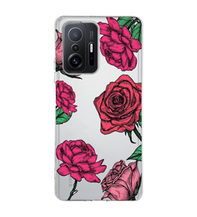 Redmi Mi 11T/Mi 11T Pro Uyumlu Gül Desenli Şeffaf Telefon Kılıfı