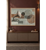 Gramofon Bauhaus Daireler Ahşap Çerçeveli Duvar Tablosu