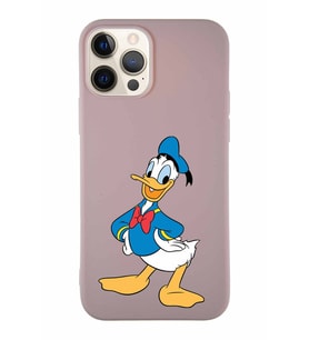 Apple iPhone 12 Pro Soft Premier Kapak Donald Duck-C Tasarımlı Silikon Kılıf - Pudra (Şeffaf)