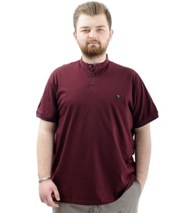 Mode XL Büyük Beden Erkek Tişört Düğmeli Hakim Yaka T-Shirt U24339 Mürdüm