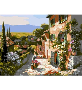 Taş Sokaklar Sayılarla Boyama Seti 40x50 cm (Tuvale Gerili)