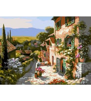 Taş Sokaklar Sayılarla Boyama Seti 40x50 cm (Tuvale Gerili)