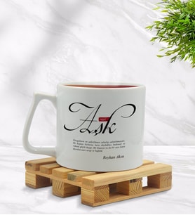 BK Gift Kişiye Özel Mânâ Aşk Tasarımlı Middle Beyaz Kupa Bardak Model 1