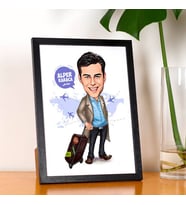 Kişiye Özel Seyahat Sever Erkek Karikatürlü Resim Çerçevesi