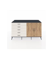 Kronos Konsol 2 Raflı 5 Çekmeceli 2 Kapaklı 176x59x99 Antrasit-Çam/Aytaşı