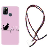 INFINIX Smart 4 5 6 Zero 8 S5 Pro Kılıf Boyun Asklı Rasta Silikon Pink Cat Heart 1303