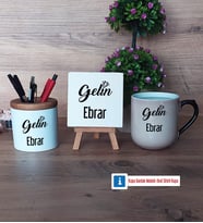 Gelin Dekoratif Taş, Kalemlik, Sihirli Oval Kupa Bardak Hediye