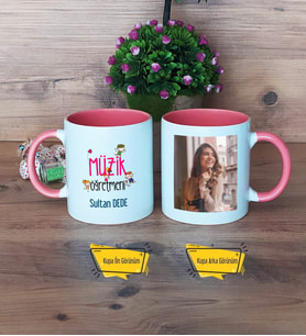 Müzik Öğretmeni Kupa Bardak Pembe Fotoğraflı Öğretmenler Günü Hediyesi