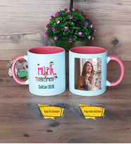 Müzik Öğretmeni Kupa Bardak Pembe Fotoğraflı Öğretmenler Günü Hediyesi