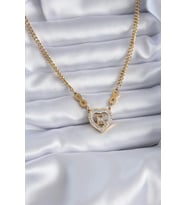pilelistore 316L Çelik Gold Renk Zirkon Taşlı Kalp Model Sonsuzluk Detay Kadın Kolye - TJ-BKO7789