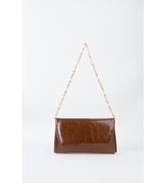 Kadın Kahve Zarf Tasarım 2 Bölmeli Mini Zincir Askılı Çıt Çıt Kapama Clutch Ve El Çantası