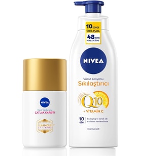 Q10 Sıkılaştırıcı Vücut Losyonu 400ml, C Vitamini, Luminous630 Çatlak Karşıtı Vücut Yağ Serumu 100ml