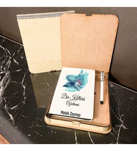 Din Kültürü Öğretmenine Hediye Ahşap Kutulu Defter Kalem Set