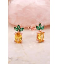 Ananas Rose Mini Gümüş Küpe 5401