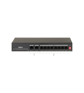 DAHUA PFS3010-8ET-65, 8 Port, MegaBit, 8 Port PoE, 65W, +2 Port MegaBit Uplink, Yönetilemez, Masaüstü Switch