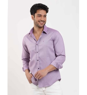 Dufy Lila Erkek Slim Fit Düz Brent Düğmeli Yaka Uzun Kol Gömlek - 102464