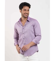 Dufy Lila Erkek Slim Fit Düz Brent Düğmeli Yaka Uzun Kol Gömlek - 102464