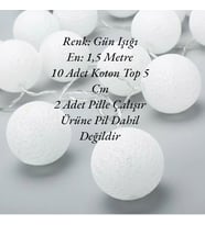 Brokoli Home Koton Top Dizeleri Ramazan Bayramı Işığı Süsü Günışığı Led Işık 1,5 Metre 10 Toplu Pilli Gün Işığı Rengi Led Büyük Toplu (Sarı)