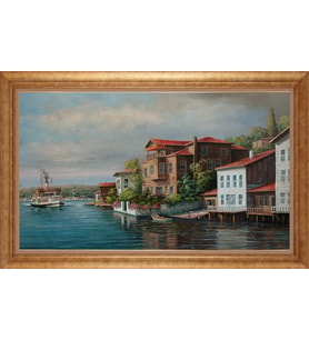 EV İŞYERİ OFİS İÇİN ALTIN ÇERÇEVELİ PASPARTULU TABLO VB597