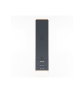 Hyperion Dolap 5 Raflı 4 Çekmeceli 2 Kapaklı 60x44x243 Çam-Antrasit