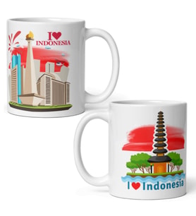 Endonezya Kupa Bardak 2 Adet Seyahat Hatıra Indonesia Mug (Karışık)