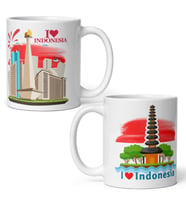 Endonezya Kupa Bardak 2 Adet Seyahat Hatıra Indonesia Mug (Karışık)