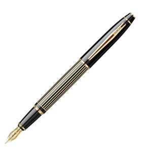 Scrikss Noble 35L Çizgi Desenli Dolma Kalem Siyah Altın