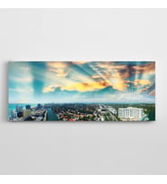 Bulutlar Gökyüzü ve Şehir Manzarası Panoramik Kanvas Tablo